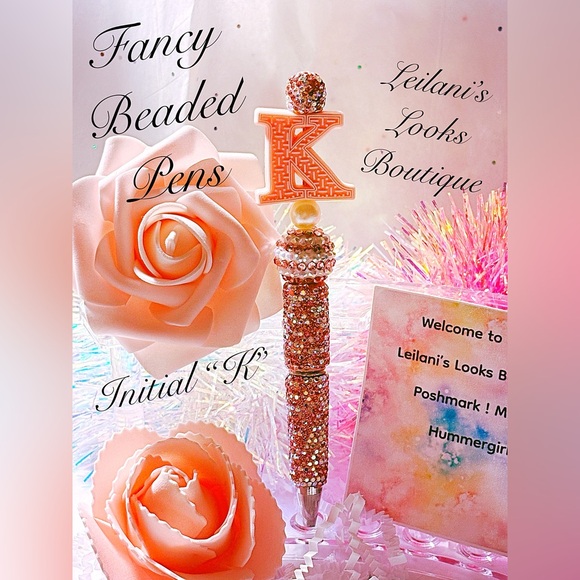 Fancy beaded pen/gifts/initials/pink beads - Picture 2 of 6